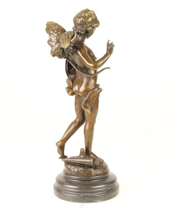 BD16.Bronze sur marbre Angelot avec bouclier