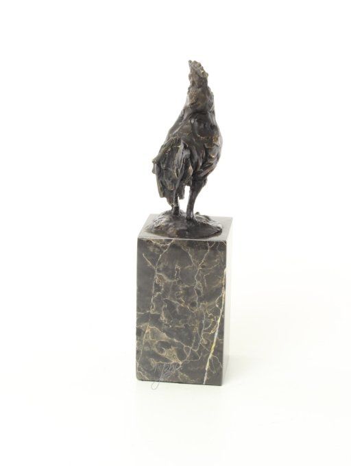 BA35. Bronze sur marbre d'un Cop qui chante