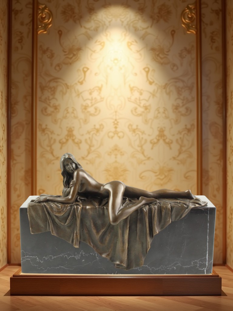 BE01.Bronze sur marbre d'une femme allongée BE01.Bronze sur marbre d'une femme allongée