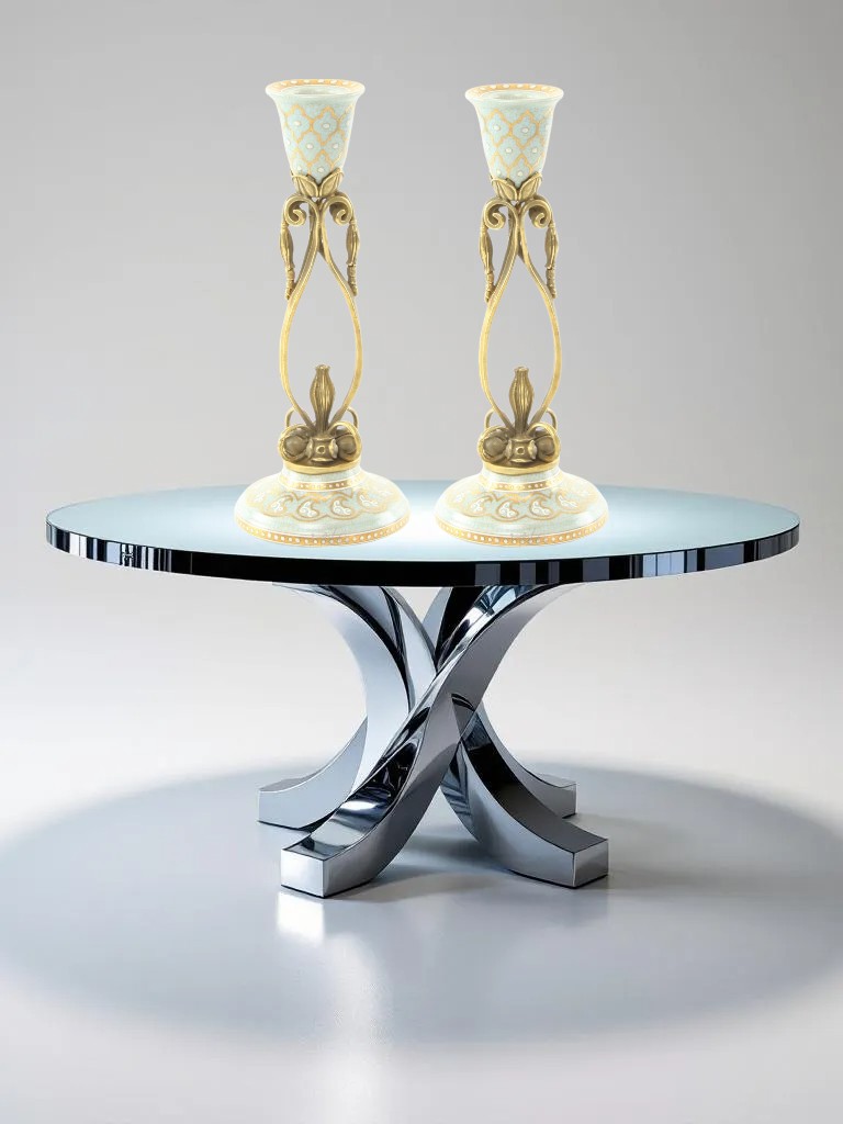 BROC02.Paire de bougeoirs porcelaine et bronze BROC02.Paire de bougeoirs porcelaine et bronze