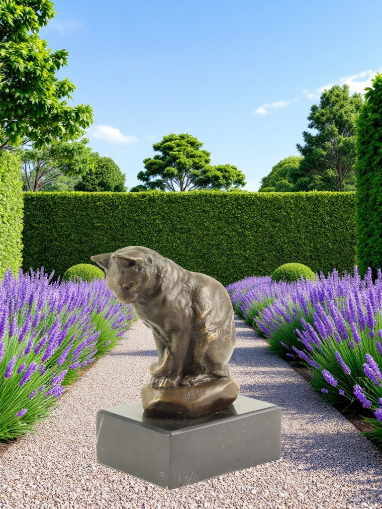 BA28.Bronze sur marbre d'un Chat