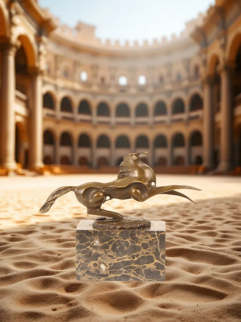 BA29.Bronze sur marbre d'un cheval sculpture moderne