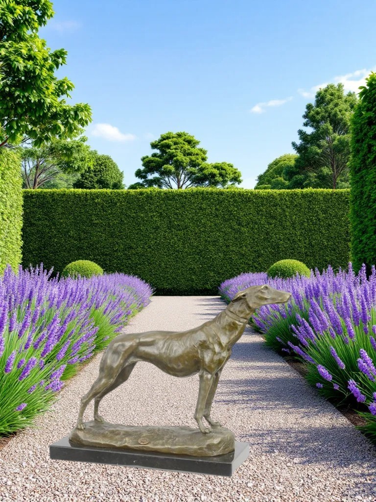 BA32. Bronze sur marbre d'un Magnifique Lévrier