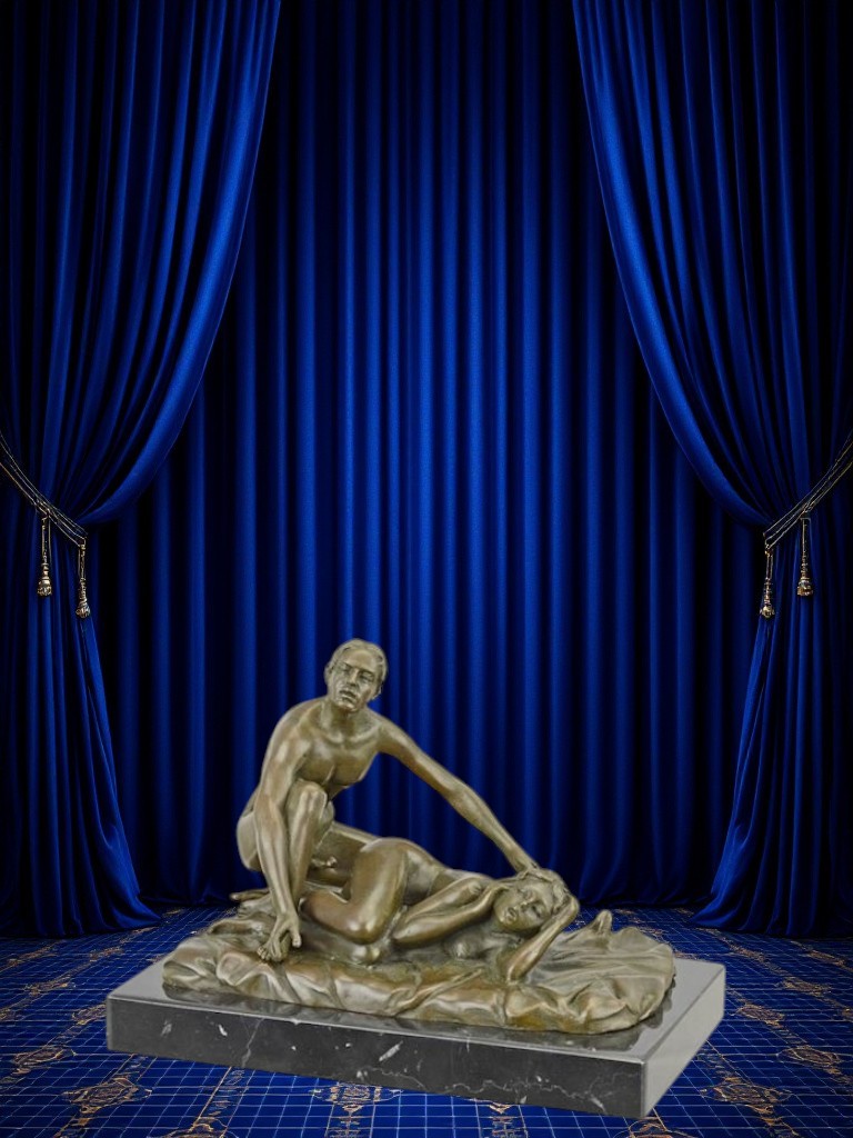 BE25.Bronze sur marbre d'un couple