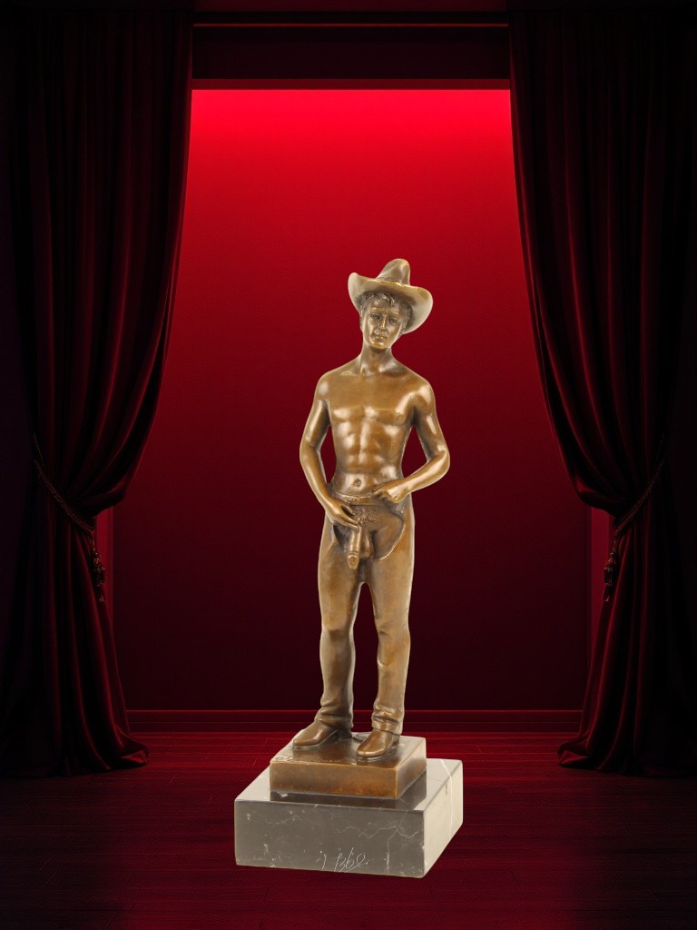 BE29.Bronze sur marbre d'un cowboy