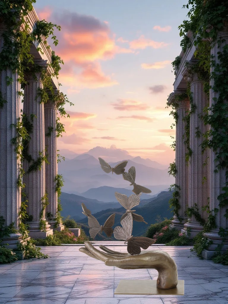 BD37.Exceptionnel bronze d'une main et des papillons BD37.Exceptionnel bronze d'une main et des papillons