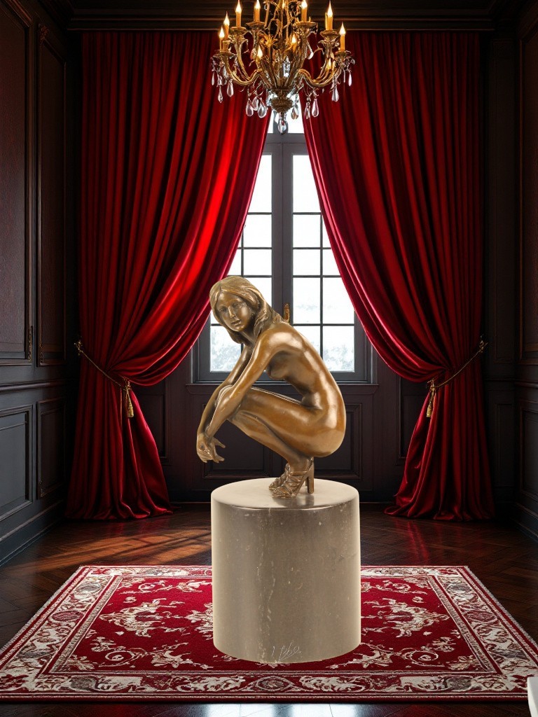 BE18.Bronze sur marbre d'une femme nue assise