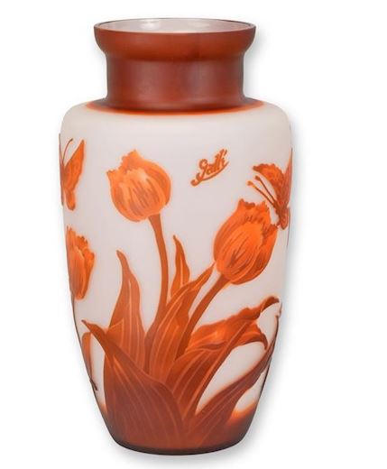 Vase en pâte de verre style Gallé Tulipe