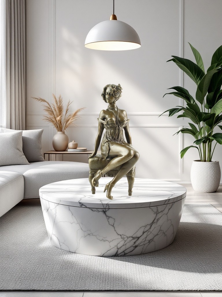 BAD09. Jeune femme assise sur un Pouf