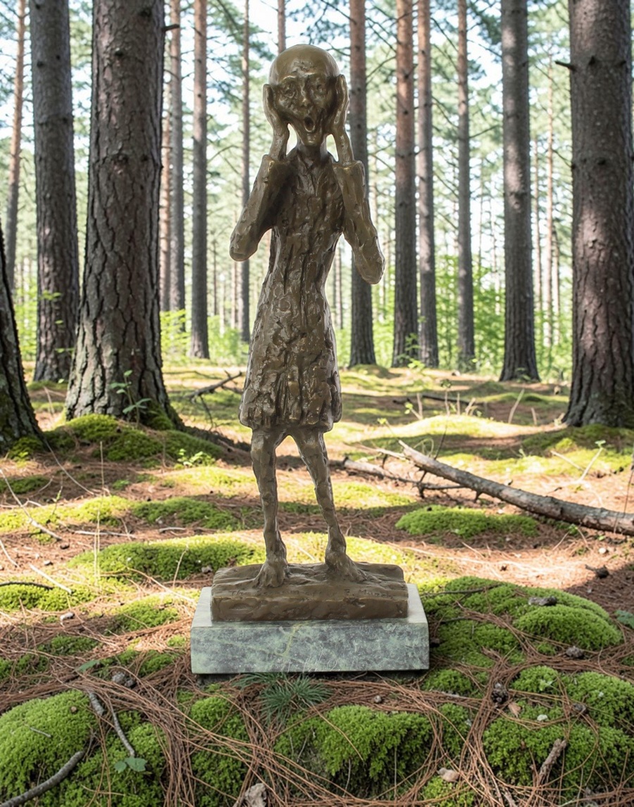 bronze sur marbre intitulé le Cri 