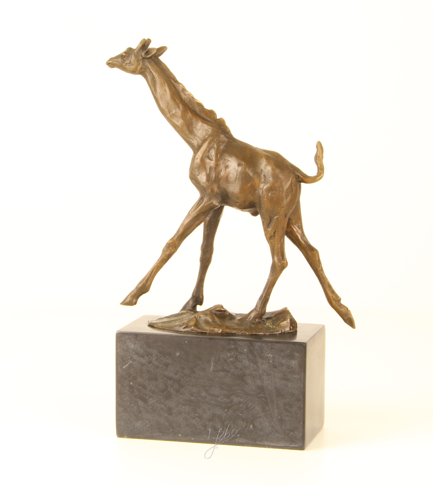 BA14.Bronze sur marbre d'une girafe
